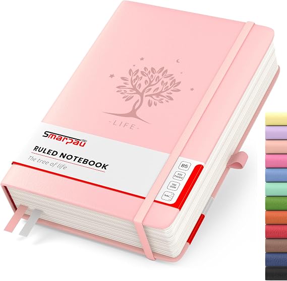 Smarpau B5 Lined Notebook - Large Leather Journal Notebook 320 Pages