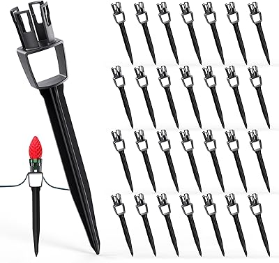 200-Pack Plastic Light Stakes, 7.5 Inch Christmas Yard Stakes for C7 C9 Christmas Lights Outdoor, Universal Yard Stakes for Outdoor Holiday Lights Use on Garden Lawn Patio Path Walkway Black