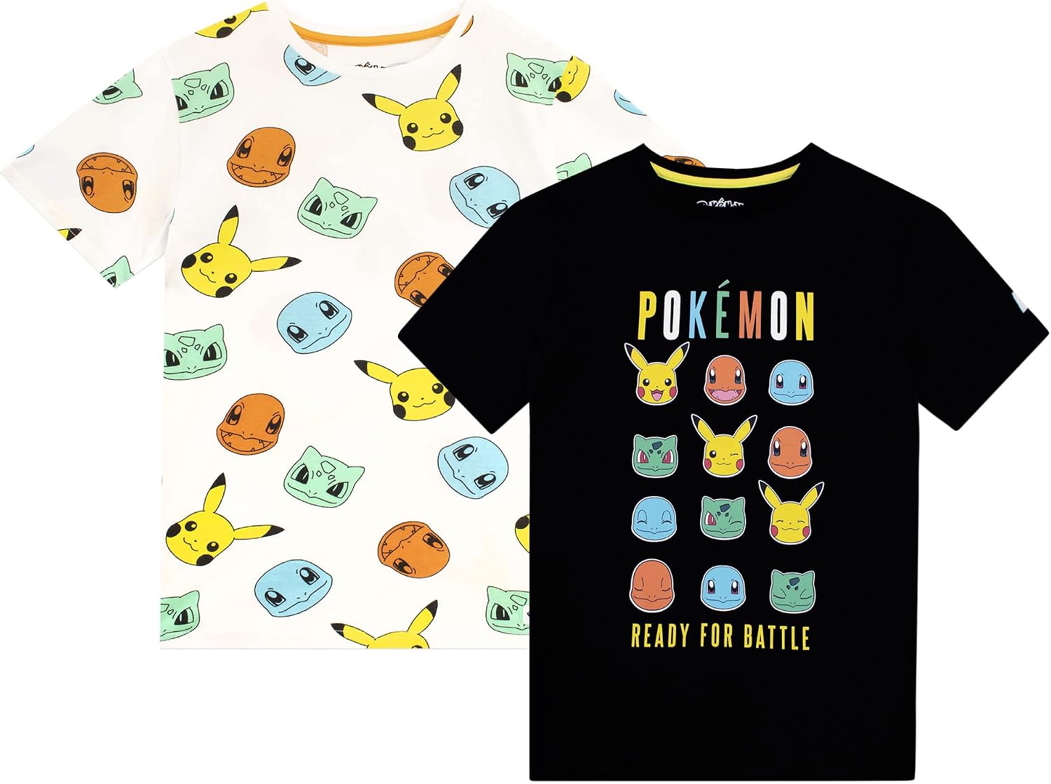 Pokemon Boys Charmander Squirtle and Pikachu T-Shirts 2 Pack for Kids