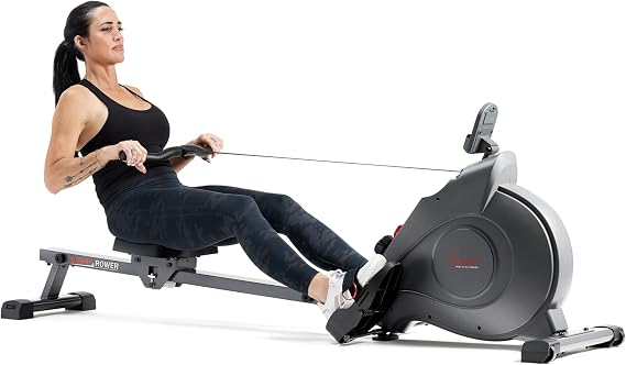 Sunny Health & Fitness Smart Magnetic Rowing Machine with Extra Long Rail