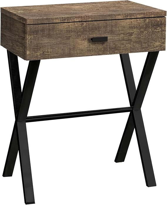 Monarch Specialties TABLE-24 H/BROWN RECLAIMED WOOD/BLACK METAL ACCENT, END TABLE, NIGHT STAND