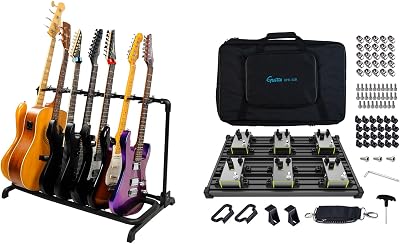 GUITTO GGS-11 Multi Guitar Rack Stand Foldable GPB-02 Guitar Pedalboard Fixture Blocks with Carry Bag
