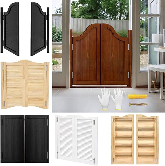 Swinging Cafe Door, Solid Wood Swing Door, Saloon Half Doors for House, Two-Way Double Doors Auto Close Porch Doors for Stairs Bar Western Entrance