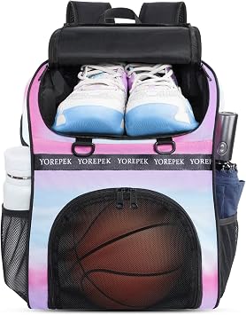 YOREPEK Basketball Bag, Large Basketball Backpack with Shoe Compartment and Ball Holder Sports Backpack for daughter son, Water Resistant for Sport Training Equipment Fits Volleyball Gym