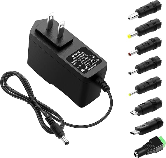ALITOVE 5V 2A Power Supply Adapter Charger 5 Volt 10W AC 100-240V 50-60Hz Replacement Power Cord 2000mA 1500mA 1A with 8 Tips for Security Camera Baby Monitor Digital Photo Frame TV Box LED Light