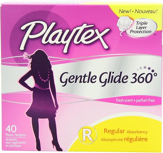 Playtex Gentle Glide Tampons with Triple Layer Protection, Fresh Scent, 40 Count