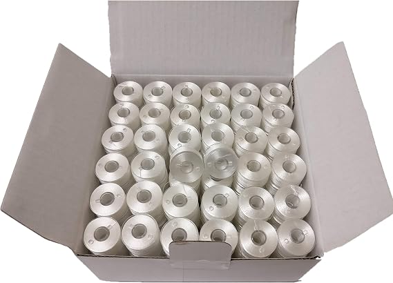 DOUBLELIN APW-75D2 Prewound Bobbins, Size A, White, 144 pcs