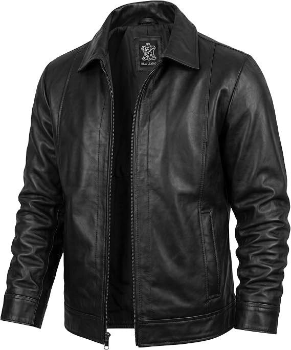 Real Leather Jacket Men's - Lambskin Full Grain Jacket