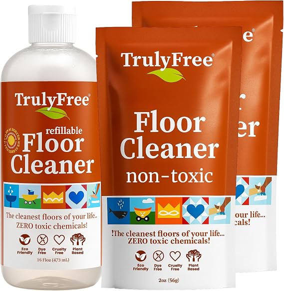 Truly Free Floor Cleaner Kit - 16oz Bottle + 2 Fills, 3oz ea.