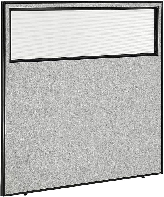 Global Industrial 60-1/4"W x 60" H Office Partition Panel with Partial Window, Gray