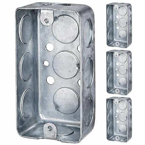 OHLECTRIC 4 Pack - 4x2 Rectangle Steel Electrical Box| 1-1/2" Deep Box with 1/2 Knockouts, Fire Rated | Ideal for Lighting Fixtures, Switches and Receptacles