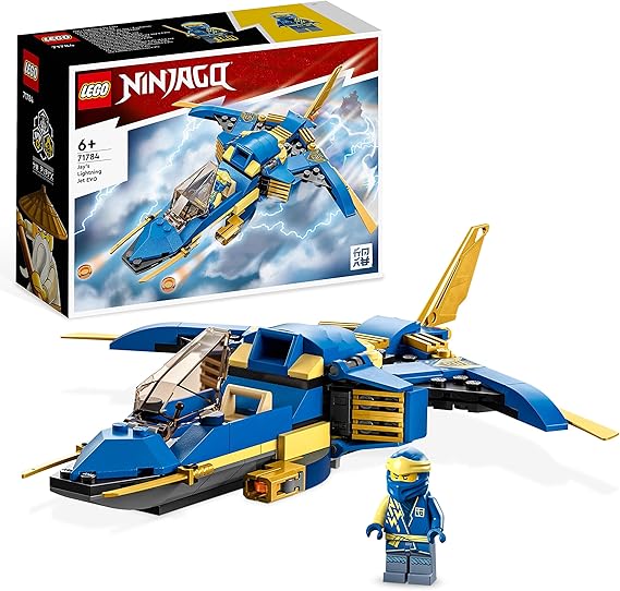 LEGO NINJAGO Jay’s Lightning Jet EVO, Upgradable Toy Plane, Ninja Airplane Building Set, Collectible Birthday Gift Idea for Kids, Boys and Girls Age 7 Plus 71784