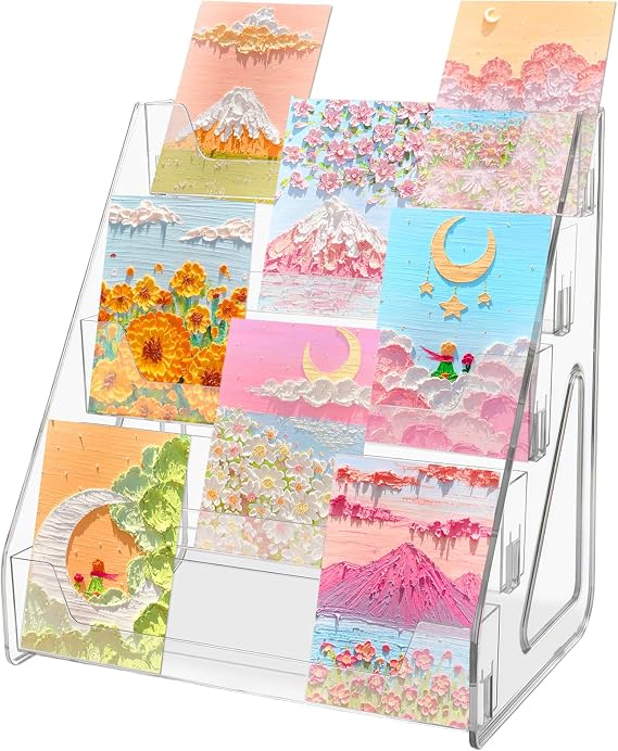 5 Tiers Acrylic Display Stand, Clear, Large Capacity, Doujin Magazine, Display, Postcard Stand, CD Rack, Tabletop, DVD Storage Case, Length 12.0 x Width 8.5 x Height 13.0 inches 30.5 x 21.5 x 33 cm