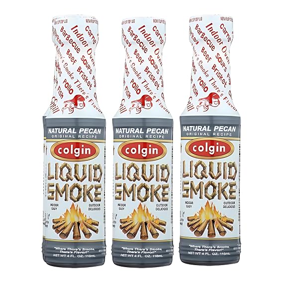 Colgin Authentic Pecan Liquid Smoke (4 oz) for Home Cooks & BBQ Enthusiasts | Liquid Smoke for Cooking | Adds Texas Smokehouse Flavor to Meats, Sauces & Dips | Best for Grilling & Seasoning (3 pack)