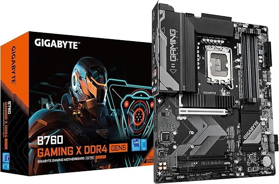 GIGABYTE B760 Gaming X DDR4 GEN5 Mainboard – Unterstützt Intel Core Prozessoren der 14. Generation 8+1+1 Phasen VRM bis zu 5333 MHz DDR4 (OC) 3xPCIe 4.0 M.2 2.5GbE LAN USB 3.2 Gen 2