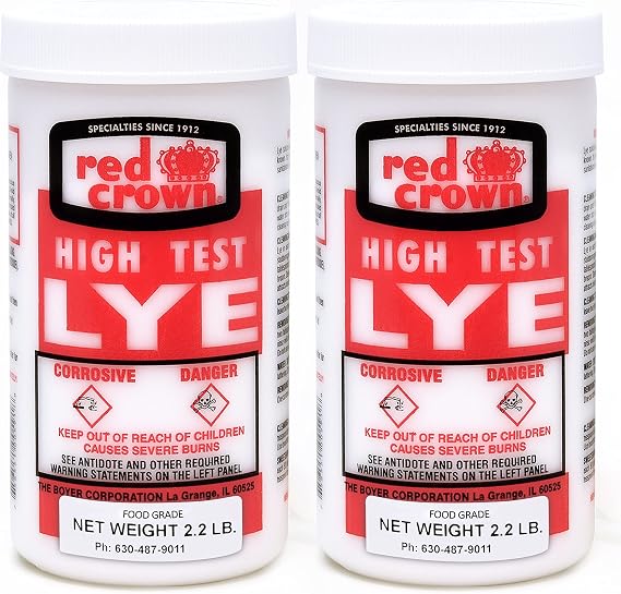The Boyer Lye for Soap Making, Sodium Hydroxide Pure High Test Lye Food Grade, Caustic Soda, Drain Cleaner and Clog Remover, 2 Pack 2.2 lbs