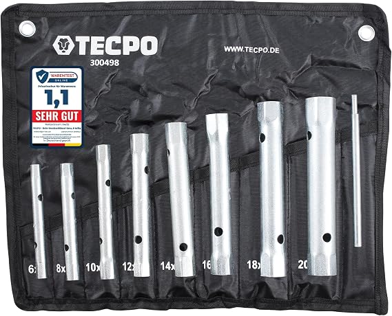 TECPO Pipe Socket Spanner Set Pipe Wrench Set Tool Wrench 6 x 7-20 x 22 mm 8-Piece