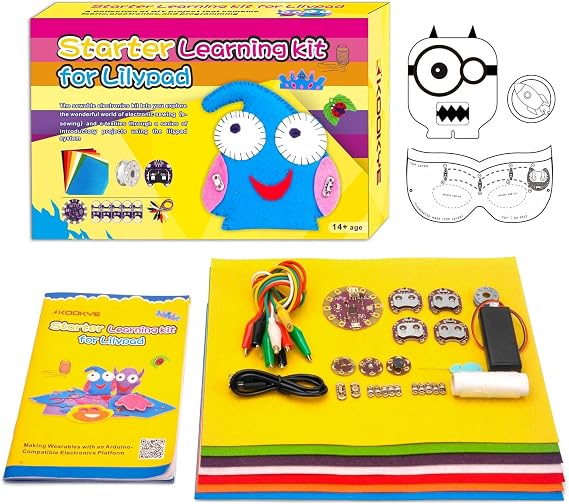 KOOKYE Lilypad Sewable Electronics Starter Kit for Arduino Learning E-Textile Cuttable Electronics Kit (1)