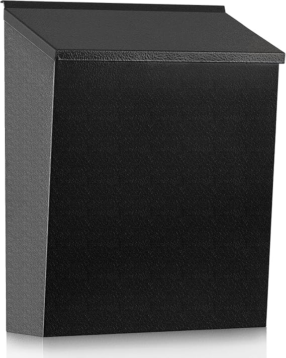KYODOLED Mailbox for Outside, Wall Mount Mail Drop Box, Black | Large Capacity, Fits Letters, Magazines & Documents, Powder-Coated Steel, Weather Resistant, Home, Apartment & Office Use