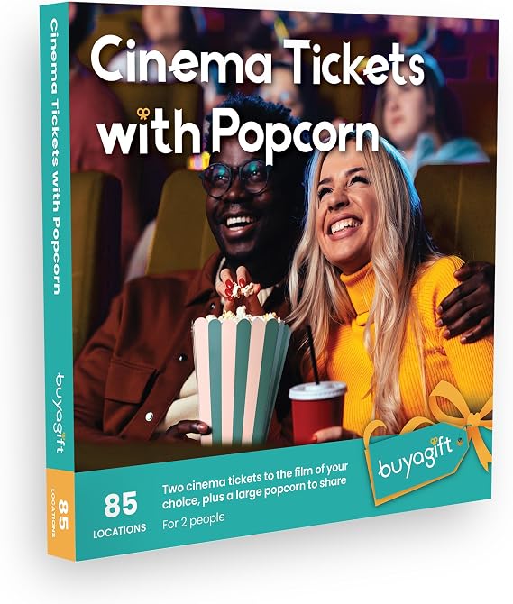 Buyagift Cinema and Popcorn - Choose from 85 Movie Outings for Two People | Select Venue Choices, Large Shared Treats, Advanced Big Screen Viewing, Acoustic Sound, 24 Month Validity, Nationwide