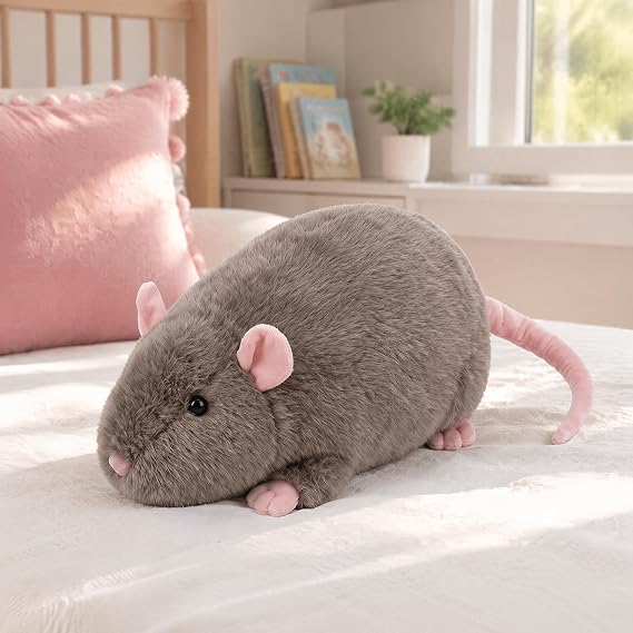 Extra Thicc Fat Rat Plush Toy - Super Soft Chubby Brown Mouse (Rat)