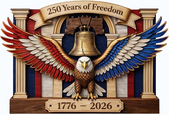 250th Anniversary USA Wood Plaque, 17762026 American Patriotic Decorations