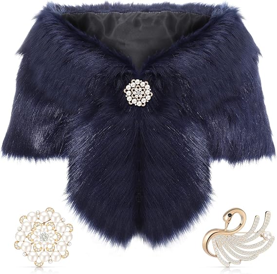 Geyoga Faux Fur Shawl Wrap Women Bridal