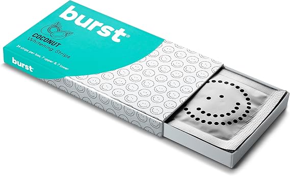 BURST Teeth Whitening Strips with Soothing Coconut Oil for Sensitivity, Gentle on Gums, Deep Stain Removal, Enamel Safe, No Chemical Taste, Works in 15 Minutes, Fast Results, 7 Treatments