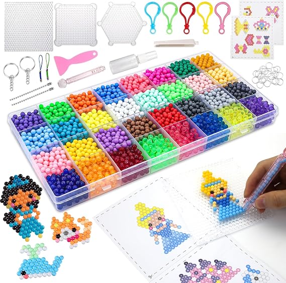 4400-Piece Non-Iron Fuse Beads Kit, 32 Colors, 5mm, with Pegboards for Kids