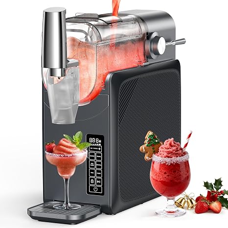 Slushie Machine No Ice Needed 88oz, Slushy Machine for Home with LED Display and 5 Preset Modes, Auto-Clean, Frozen Drink Maker Perfect for Margarita,Frappes, Cocktail Smoothie, Milkshake and More