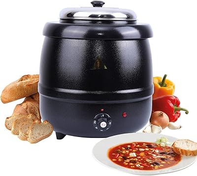 Black Soup Kettle Warmer Commercial 10L Catering Kitchen Heater Electric Pot 10L