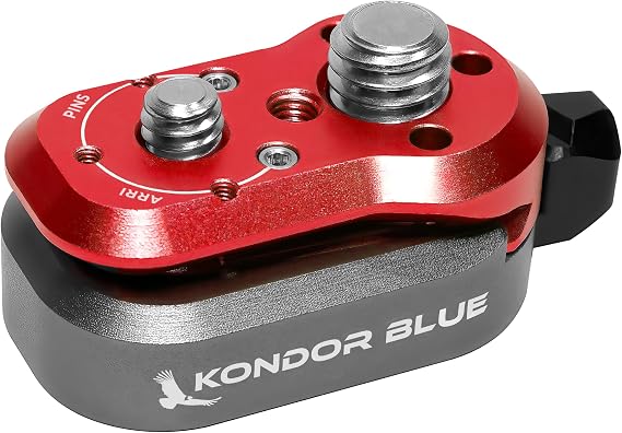 KONDOR BLUE | Mini Lock Quick Release Plate System | NATO Rail, ARRI-Style Anti-Twist, 1/4-20 & 3/8-16 Mounts, Zero Play Locking for Monitors, Arms, Accessories | Cardinal Red