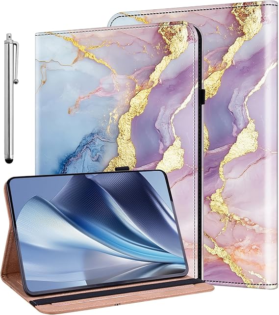 Case for iPad 9th Generation (2021) / 8th Generation (2020) / 7th Gen (2019) 10.2 Inch, Auto Wake/Sleep Pencil Holder Flip Wallet Leather Cover, Bicolor Marble