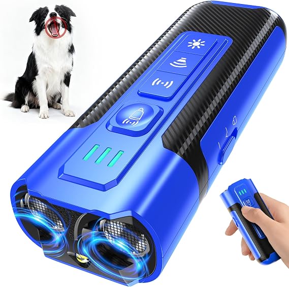 Dog Bark Deterrent Devices-Ultrasonic Anti Barking Device for Dogs with 50ft Range, Rechargeable No Barking Device for Own or Neighbor's Dogs, Portable Safe for Dogs/Humans | Indoor/Outdoor Use-Blue