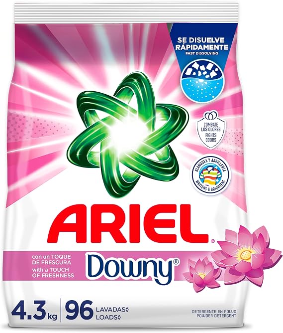 Ariel Laundry Detergent Powder, with Freshness of Downy Scent, Laundry Detergent for Deep Cleaning & Tough Stains, 4.3 kg, 96 Loads