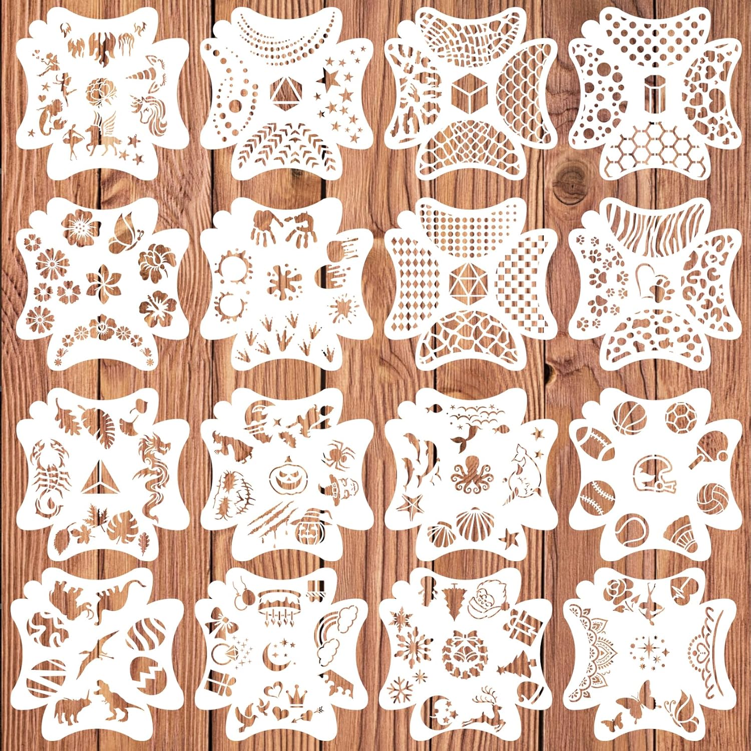 Face Painting Stencil for Kids,16 Pcs Face Painting Reusable Stencils Faces Make-up Paint Stencils Body Paint Templates for Children's-20x20cm