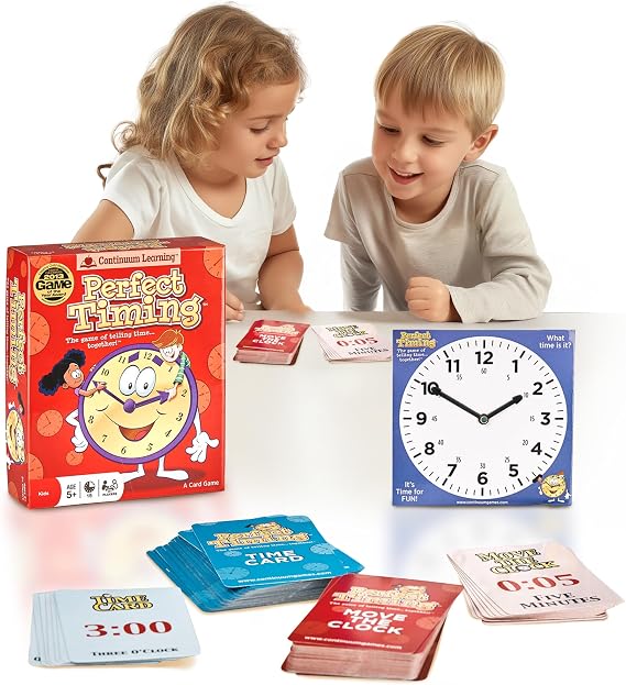 Continuum Games Perfect Timing Game - Tell Time Cooperative Board Game for Kids - Fun Educational Family Game to Learn How to Read a Clock