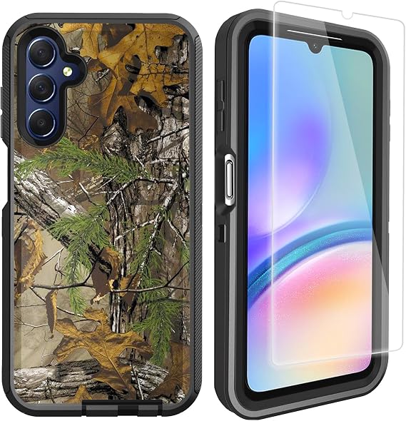 Compatible for Samsung Galaxy A15 5G Case with Screen Protector for Men Boy Camo Design [Military Grade Protection] Heavy Duty Shockproof Case 6.5inch, Camouflage