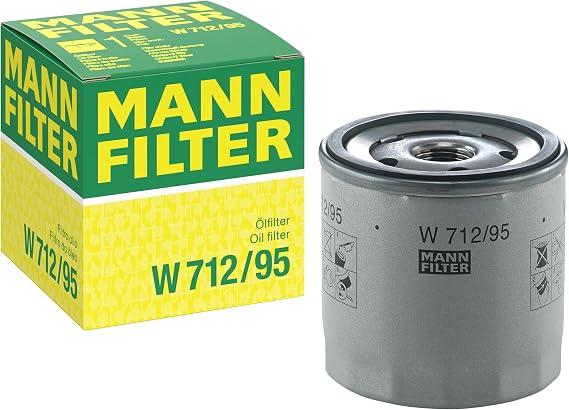 Mann Filter W 712/95 Spin-On Oil Filter Replacement Compatible With VW Volkswagen Jetta (2016-2023), Jetta Hybrid (2013-2016), Golf 1.4L (2021), Taos (2022-2024), Audi Sportback E-Tron (2016-2018)