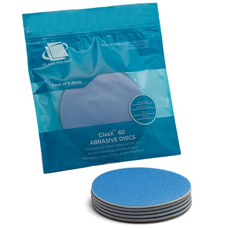 Glass Polish 5 inch (125mm) 500 Grit Pack of 5 Sanding Discs for Rotary Polisher - Foam Backed Silicon Carbide Abrasive P500