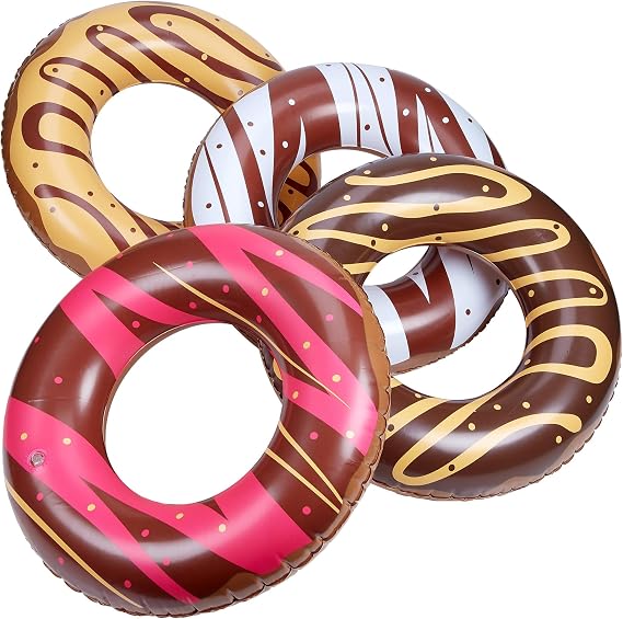 Playbees Donut Pool Floats - 20 Inch - Inflatable Floaties for Kids - Summer Water Toys
