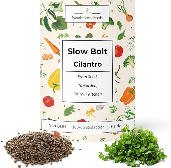 Slow Bolt Cilantro Seeds for Planting Heirloom, Non-GMO Coriander Seeds for Indoor & Outdoor Gardens, Long-Lasting Cilantro Leaves for Cooking | Woods Creek Seed