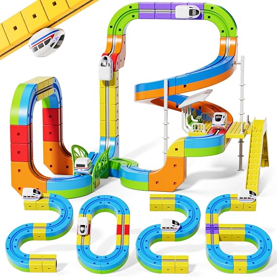 Electric Train Set, 3D Cube Track-DIY Rail Cube Block Kit