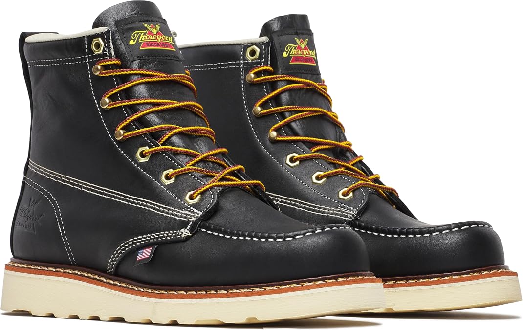 Thorogood Men's 6" Black Mock Toe Boot