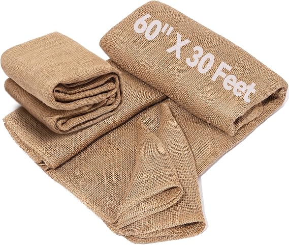 60" x30 Feet Premium Natural Burlap Fabric Roll Multipurpose for Gardening, Weddings, Crafts & Holiday Decor Wedding Aisle Runner, Halloween/Christmas Burlap, Weed Barrier & More