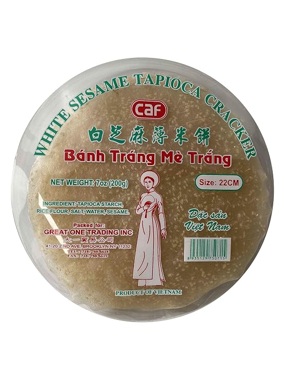 CAF White Sesame Tapioca Cracker, 7oz, 1 Pack