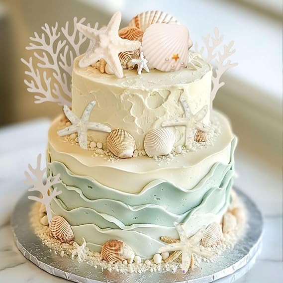 Beach Seashells Cake Decorations Starfish Shells Under the Sea Cake Topper