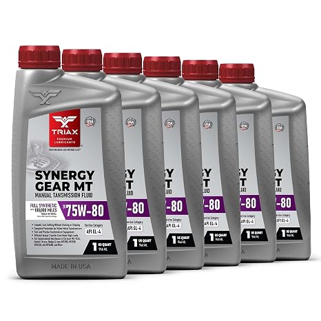 TRIAX Synergy Gear MT 75W-80 GL-4 Full Synthetic Manual Transmission and Gearbox Pack of 6 Quarts
