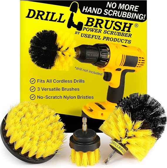 Drillbrush Drill Brush Attachment Set for Bathroom, Tile & Grout Cleaning