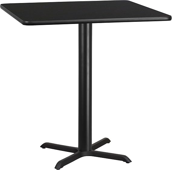 EMMA + OLIVER 42" Square Black Laminate Bar Table with 33"x33" Base
